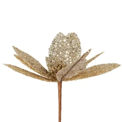 Fleur artificielle poinsettia en tissu champagne h50cm