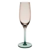 Flûte à champagne en verre strié rose et sauge 25cl - Adria