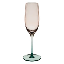 Flûte à champagne en verre strié rose et sauge 25cl - Adria