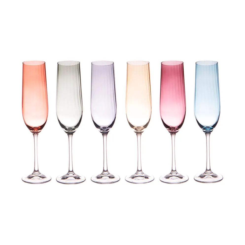Flûtes à champagne x6 en cristallin multicolore 19cl - Lumen