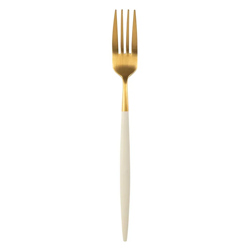 Fourchette en inox ivoire et doré - Barisa
