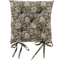 Galette de chaise carrée en coton vert 40x40cm - Joelle