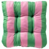 Galette de chaise d'extérieur en tissu rayé vert et rose 30x50cm - April