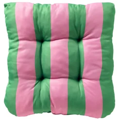 Galette de chaise d'extérieur en tissu rayé vert et rose 30x50cm - April