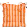Galette de chaise en coton rayée orange et écru 46x46cm - Kim