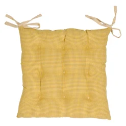 Galette de chaise rayée en coton jaune 40x40cm - Campagne