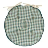 Galette de chaise ronde à carreaux en coton bleu antique d40cm