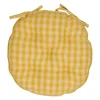 Galette de chaise ronde à carreaux en coton jaune d40cm - Campagne