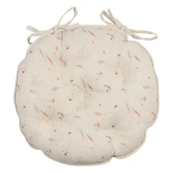 Galette de chaise ronde en coton beige d40cm - Lucile