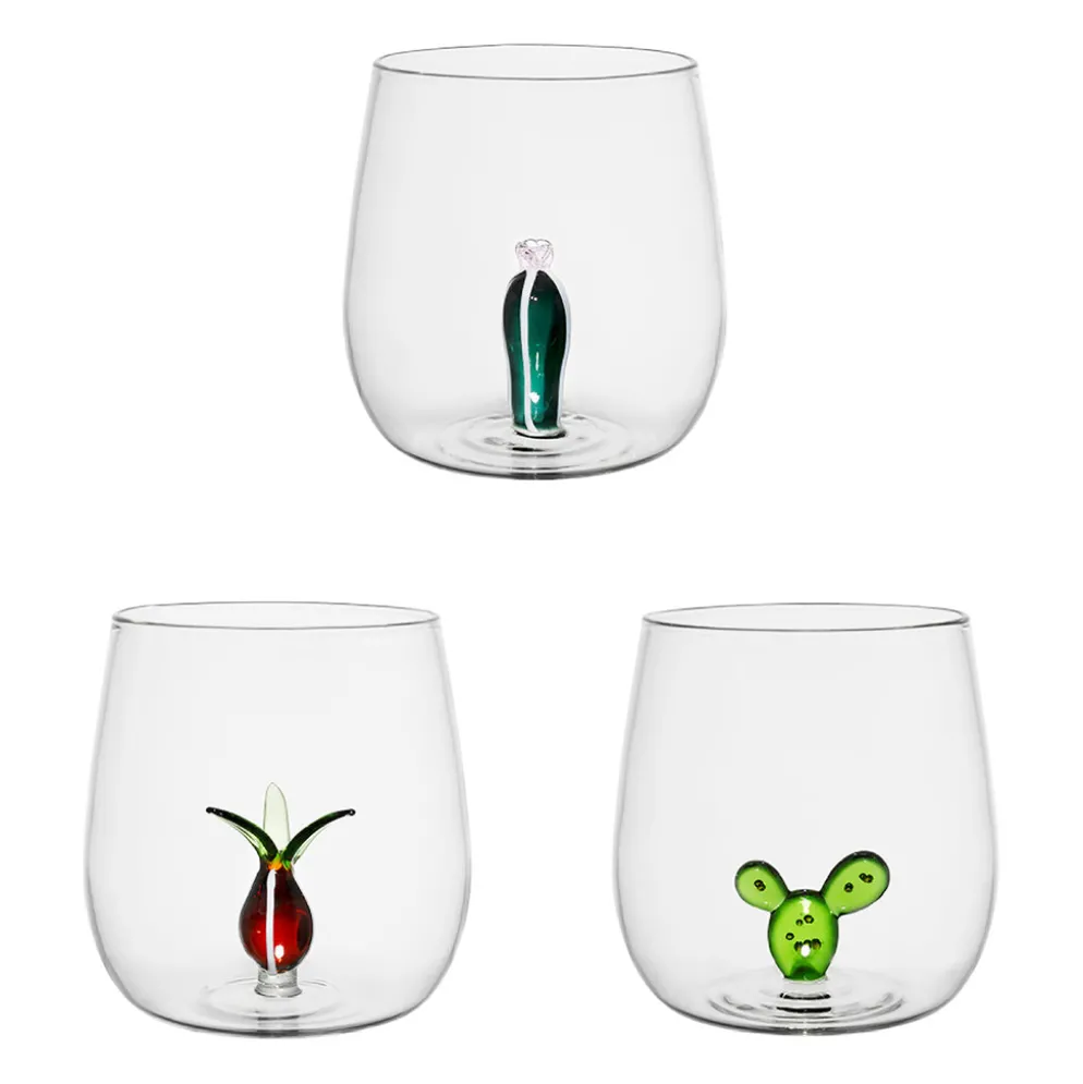 Gobelet cactus x3 en verre borosilicate 40cl - Colorea