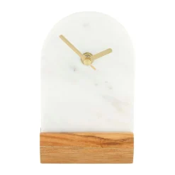 Horloge à poser en marbre blanc h16cm
