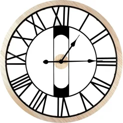 Horloge murale en métal noir et naturel d70cm - Jack
