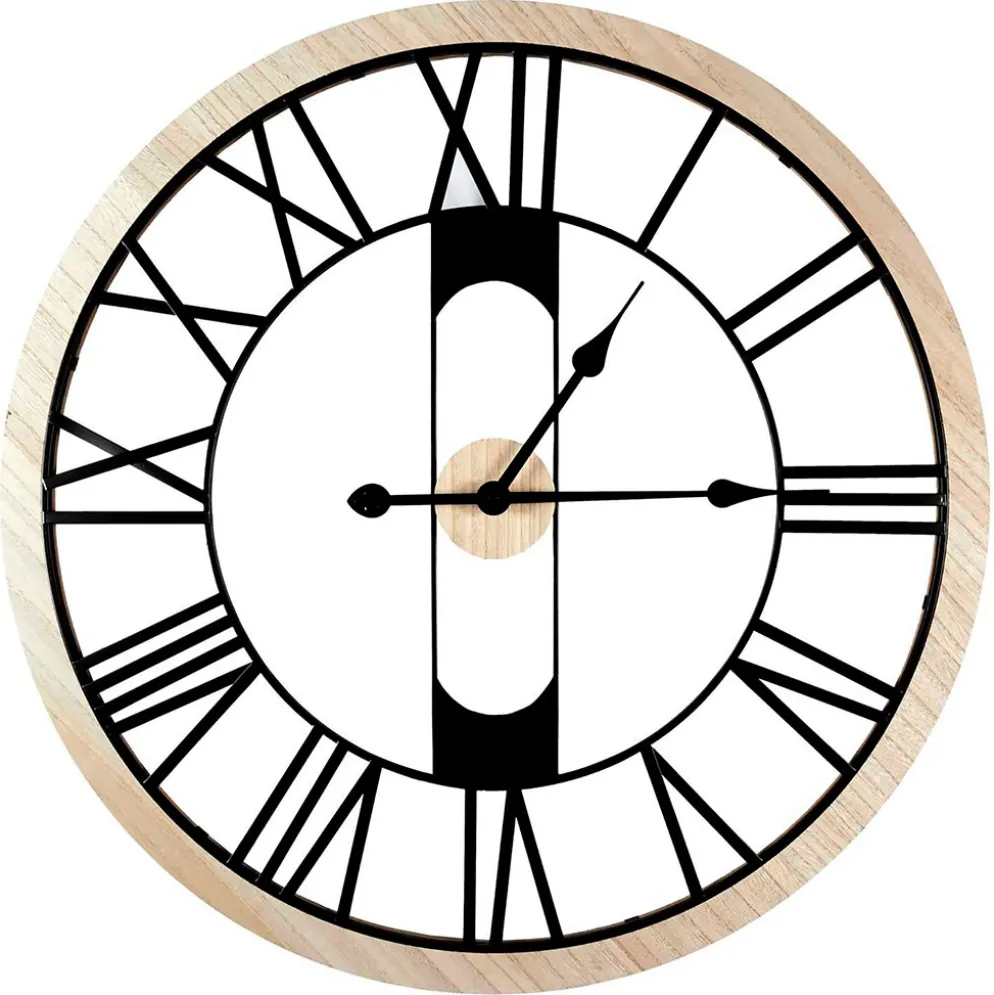 Horloge murale en métal noir et naturel d70cm - Jack