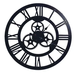 Horloge murale noir d70cm - Engrenage