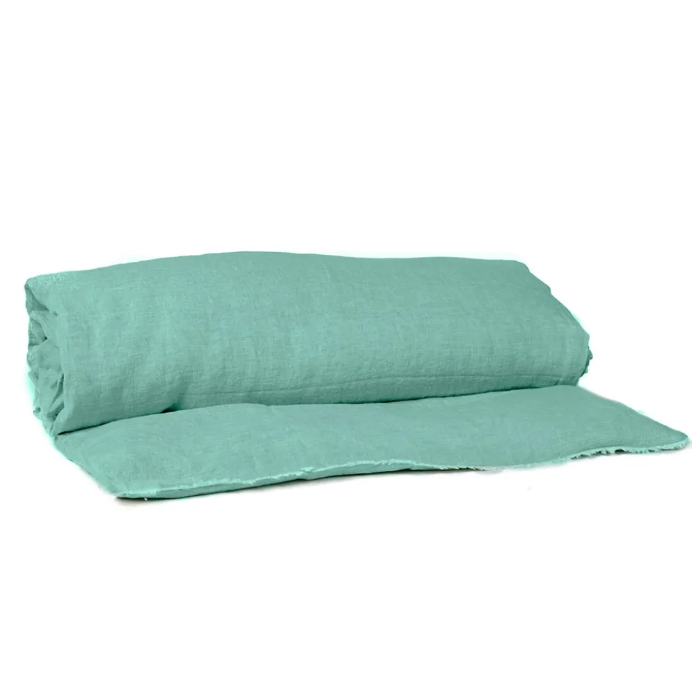 Housse d'édredon en lin et coton celadon 85x200cm - Limy