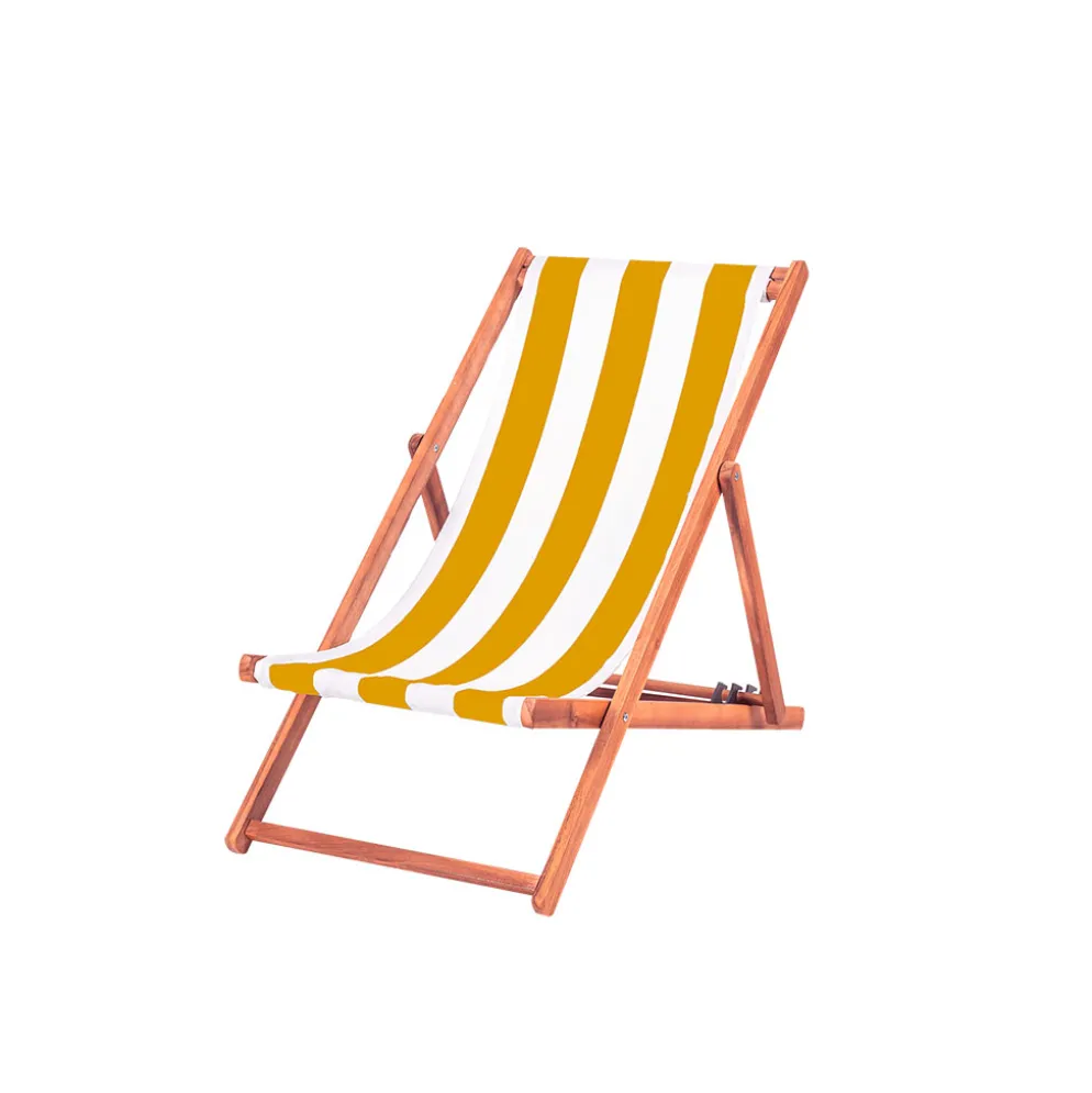 Housse de chilienne rayée ocre et blanc 43x144cm - Riviera