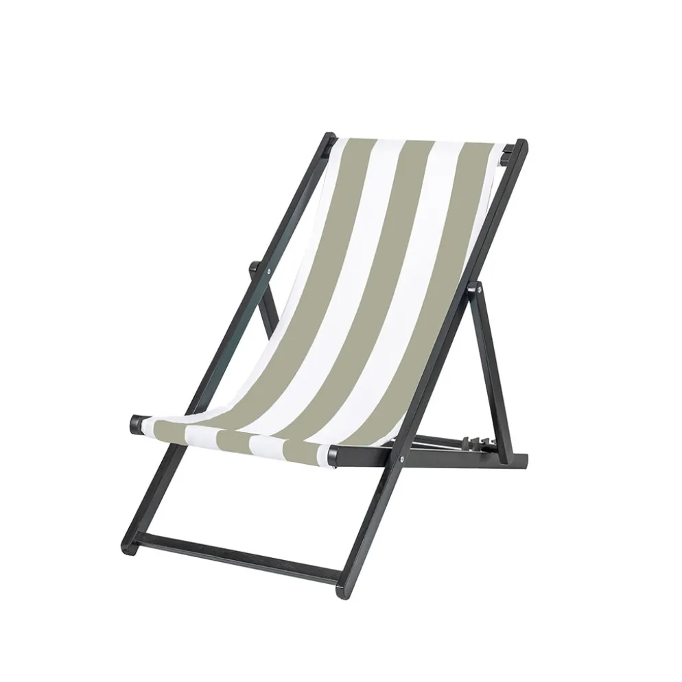 Housse de chilienne rayée lin et blanc 43x144cm - Riviera