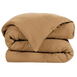 Housse de couette camel en gaze de coton 240x220cm - Gaia