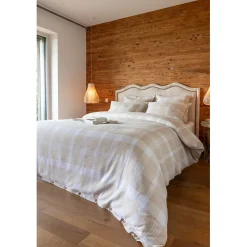 Housse de couette en flanelle de coton beige 260x240cm - Hector