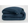 Housse de couette en flanelle de coton bleu nuit 260x240cm - Candice