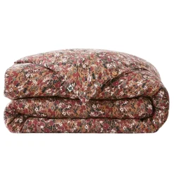 Housse de couette en gaze de coton imprimée camel 240x220cm - Capucine