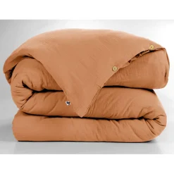 Housse de couette en gaze de coton abricot 260x240cm - Gaia
