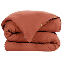 Housse de couette en gaze de coton terracotta 140x200cm - Gaia
