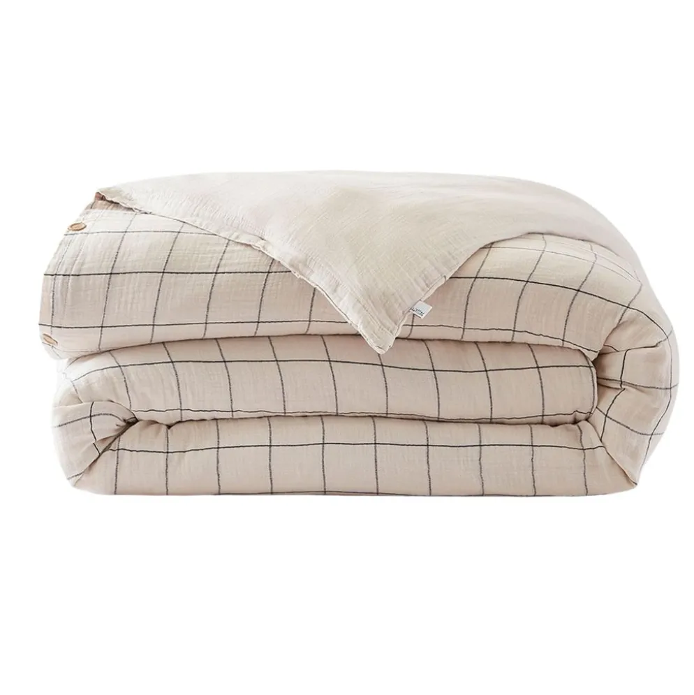 Housse de couette réversible en coton naturel 260x240cm - Gaia match