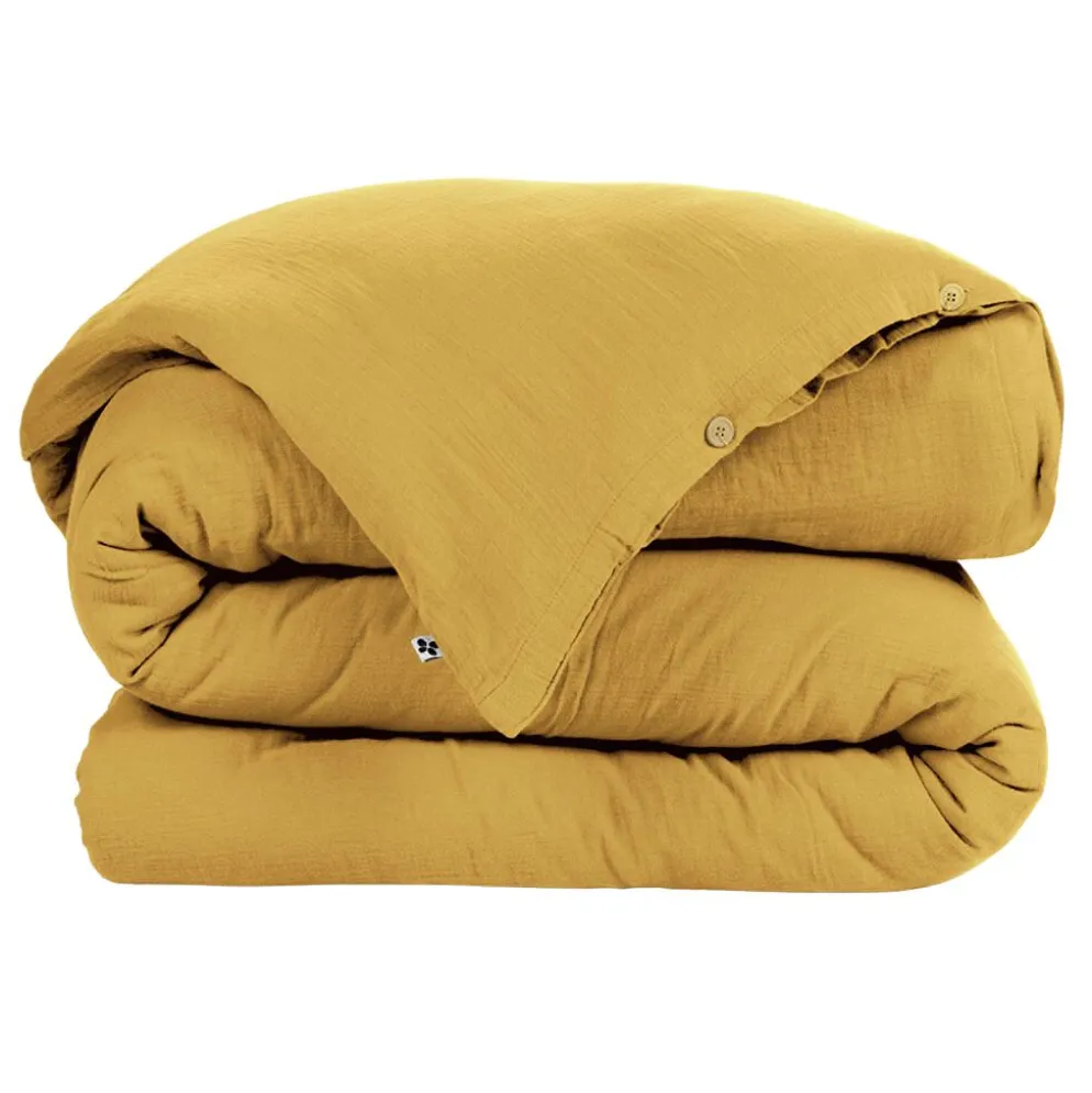 Housse de couette safran en gaze de coton 240x220cm - Gaia