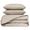 Housse de couette 260x240cm et 2 taies d'oreiller 63x63cm en percale de coton beige - Venezia