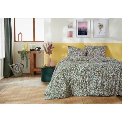 Housse de couette 240x220cm et 2 taies d'oreiller 60x60cm en coton - Myosotis