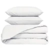 Housse de couette 260x240cm et 2 taies d'oreiller 63x63cm en percale de coton blanc - Venezia