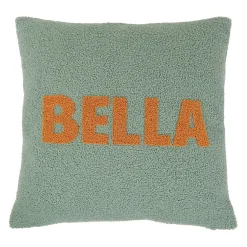 Housse de coussin bouclette "Bella" vert et camel 45x45cm - Funky