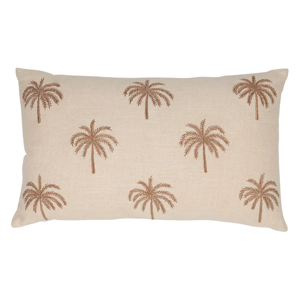 Housse de coussin brodée en coton écru 50x30cm - Nomadea
