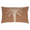 Housse de coussin brodée en coton terracotta 50x30cm - Nomadea