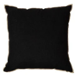 Housse de coussin chennai noir 45x45cm en lin lave