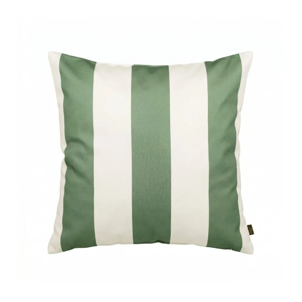 Housse de coussin d'extérieur rayé amande et blanc 45x45cm - Riviera