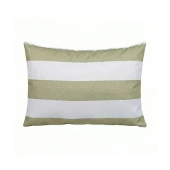 Housse de coussin d'extérieur rayé lin et blanc 40x60cm - Riviera