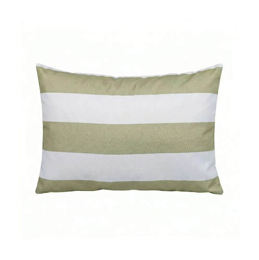 Housse de coussin d'extérieur rayé lin et blanc 40x60cm - Riviera