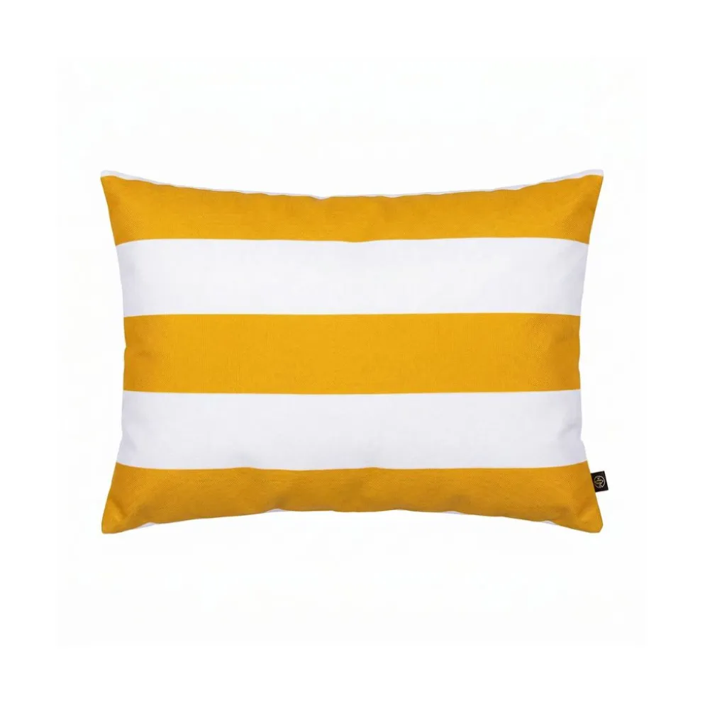 Housse de coussin d'extérieur rayé ocre et blanc 40x60cm - Riviera