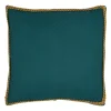 Housse de coussin en coton emeraude et moutarde 45x45cm - Seguia