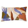 Housse de coussin en coton et velours bleu et terracotta 50x30cm - Bitki