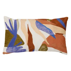 Housse de coussin en coton et velours bleu et terracotta 50x30cm - Bitki