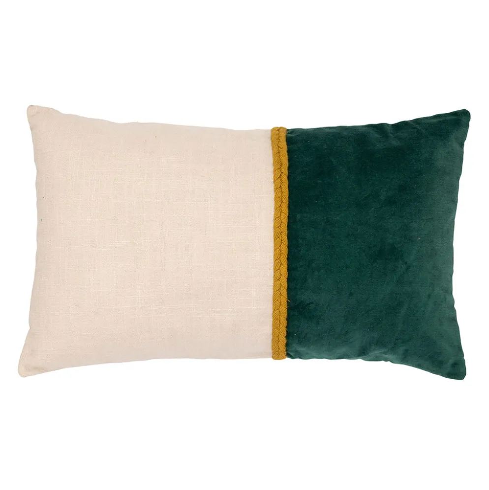 Housse de coussin en coton emeraude et beige 50x30cm - Manarola