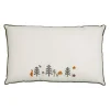 Housse de coussin en coton brodé écru 50x30cm - Cueillette d'hiver