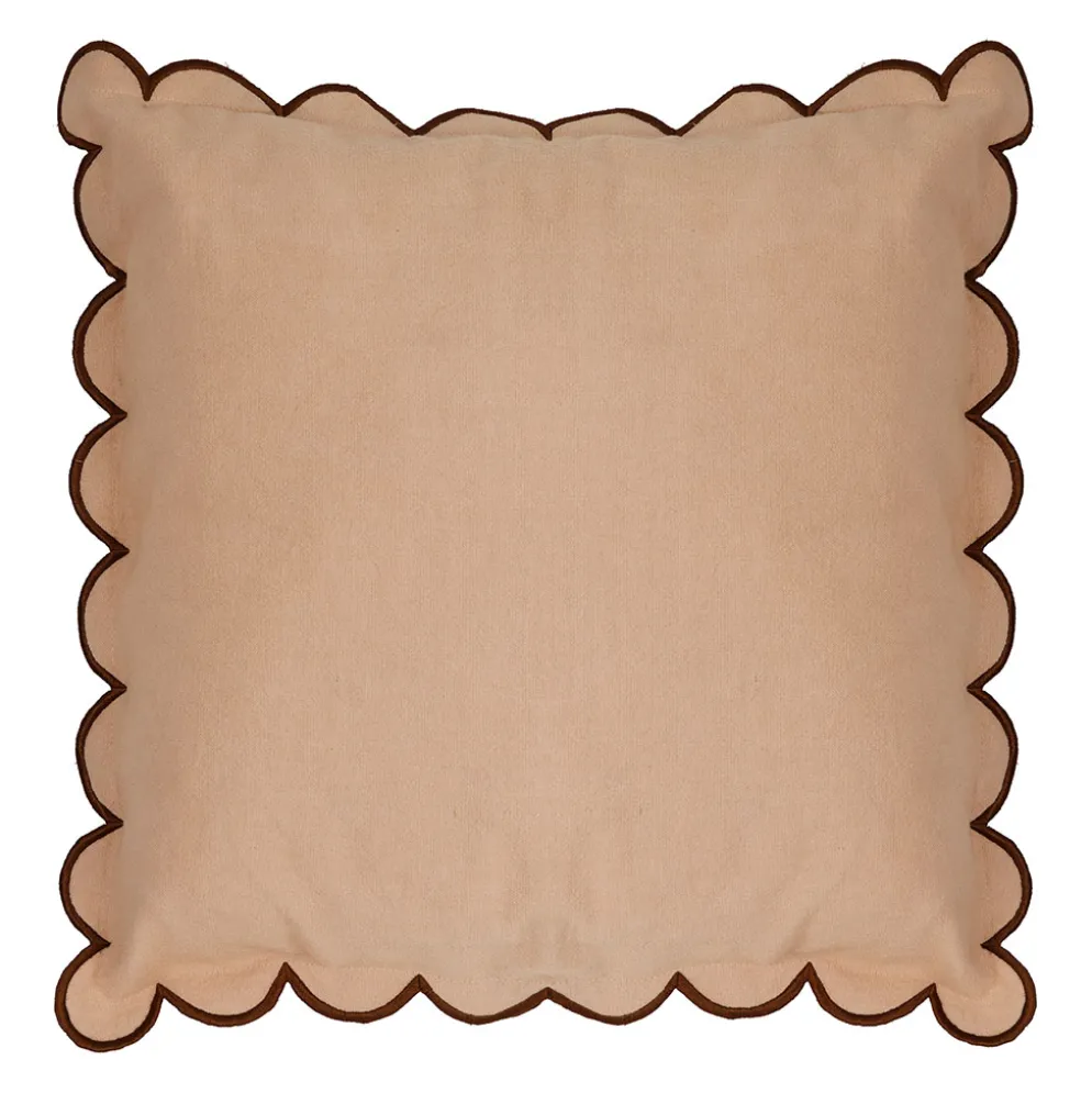 Housse de coussin en coton nude et brun 45x45cm - Nomadea