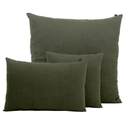 Housse de coussin en lin et coton kaki 45x45cm - Figari