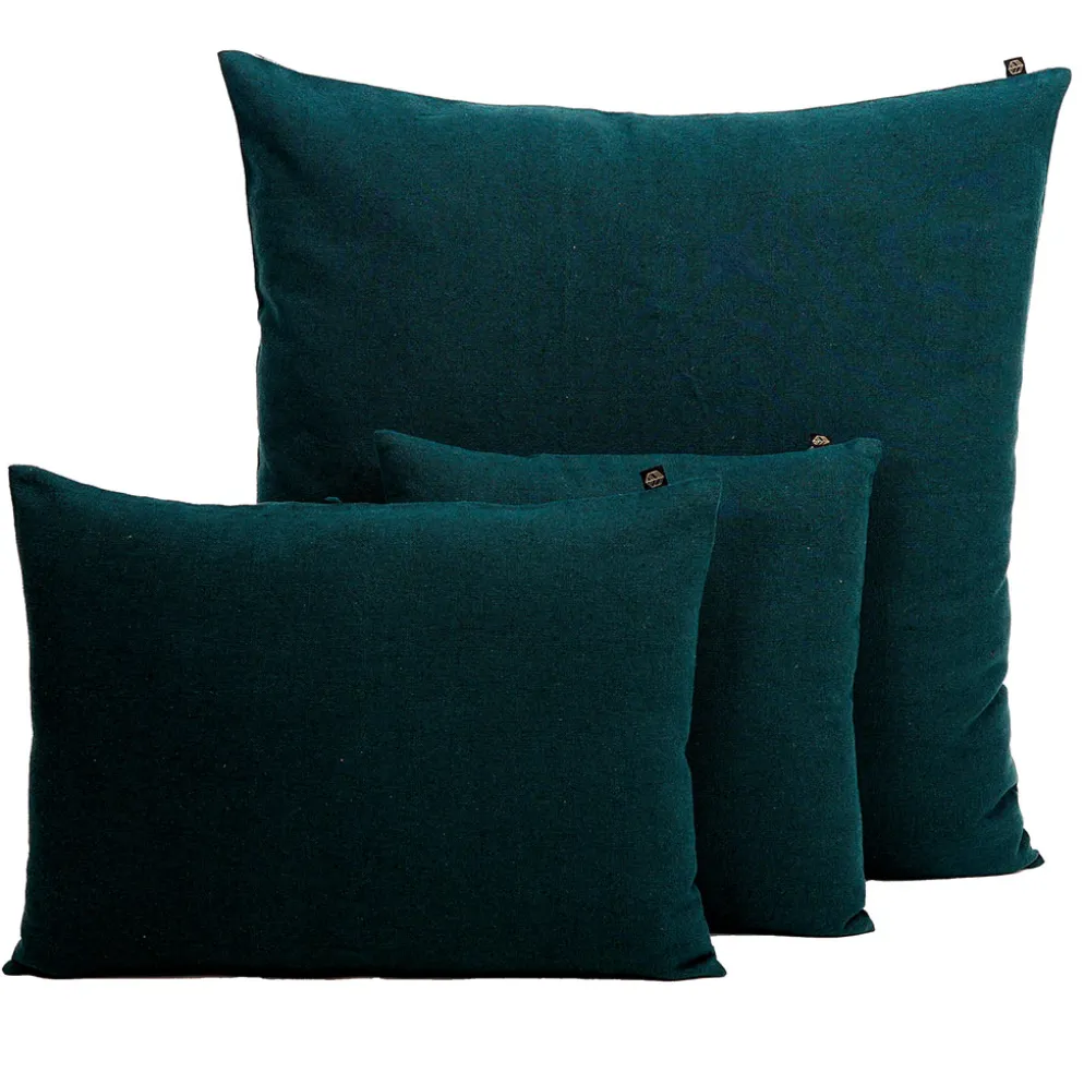 Housse de coussin en lin et coton bleu de prusse 45x45cm - Figari