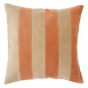 Housse de coussin en velours coton rayé écru et terracotta 45x45cm - Klosen