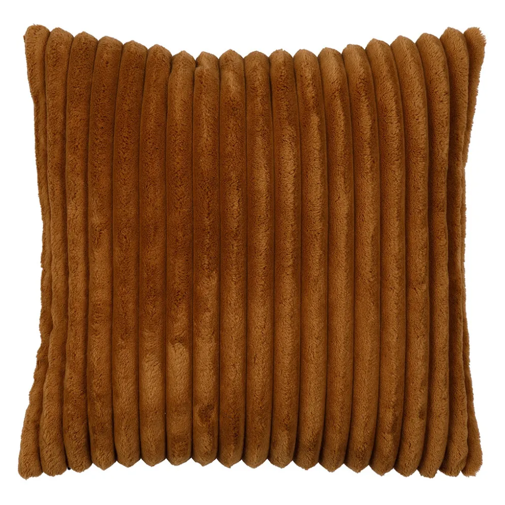 Housse de coussin en velours côtelé camel 45x45cm - Klosen